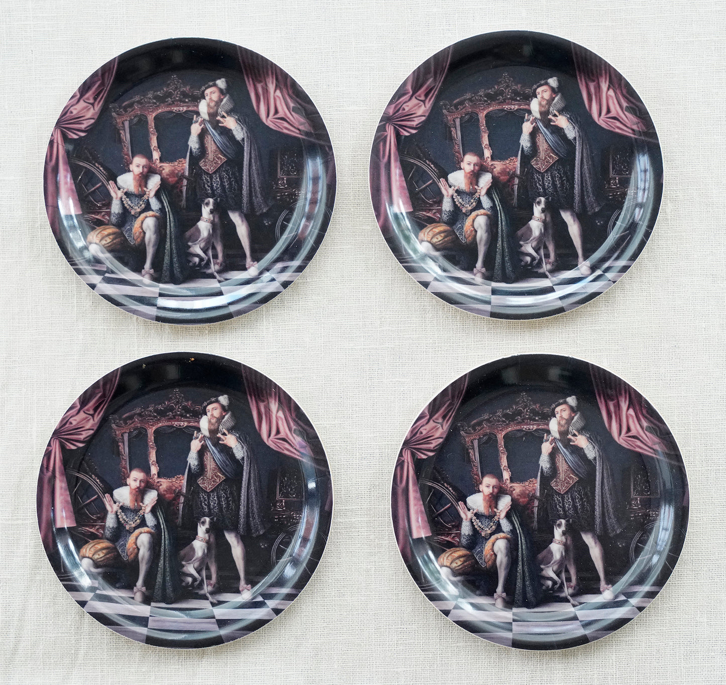 4x Coaster – ”Royal Gangsters” environmentally friendly wood and eucalyptus veneer