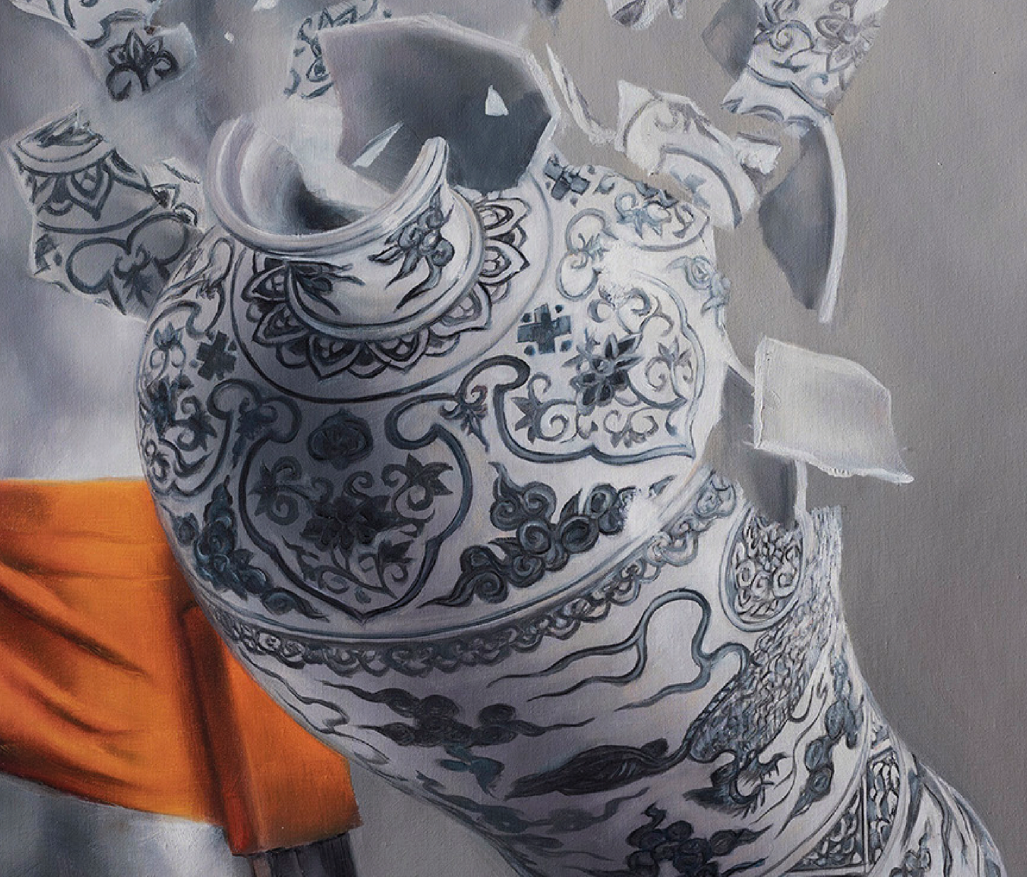 ”Ming Vase” Aluminium plate with black frame.
