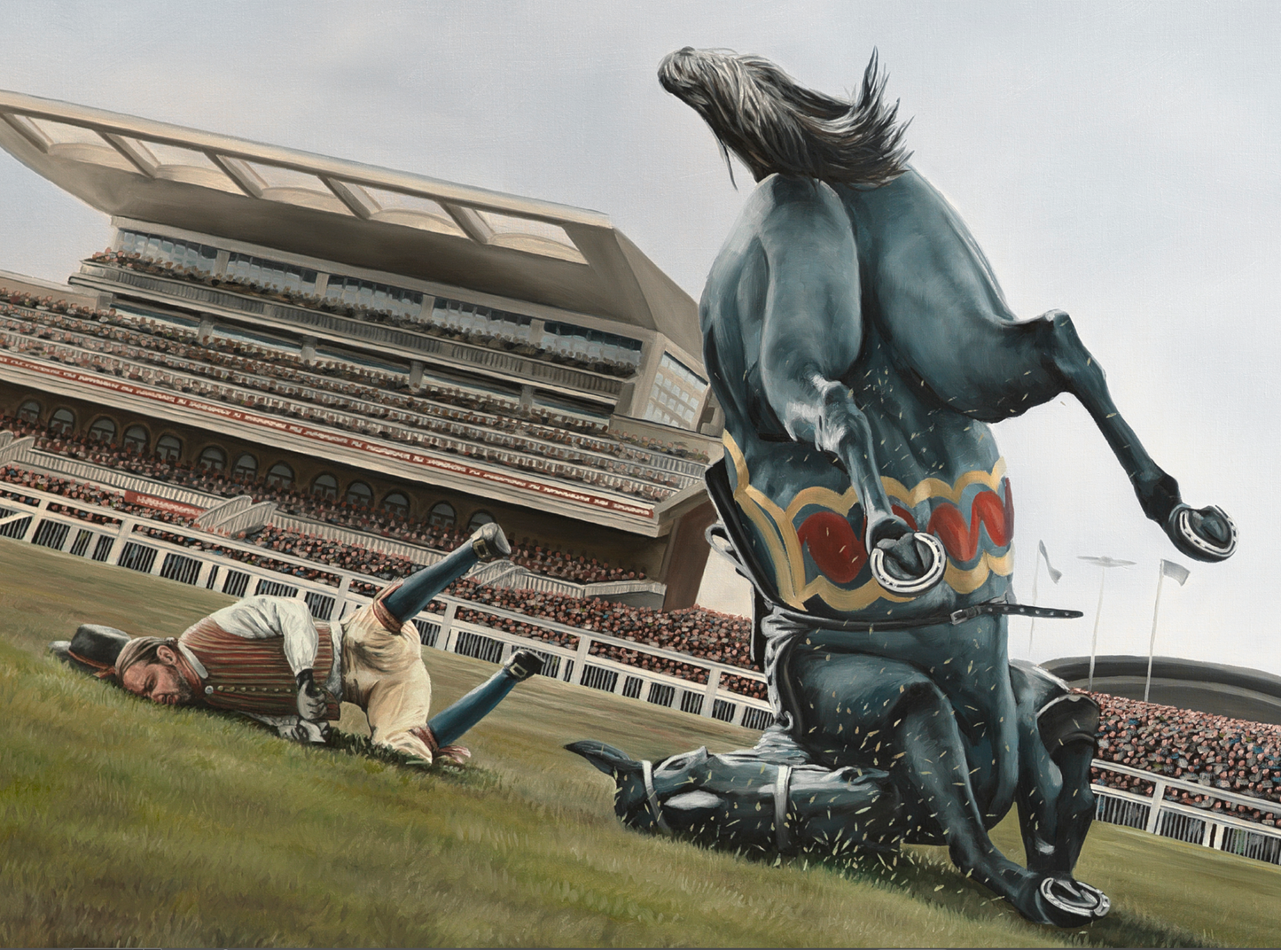 ”Horse Tripping” 3 sizes. Aluminium plate with black frame. (kopia)