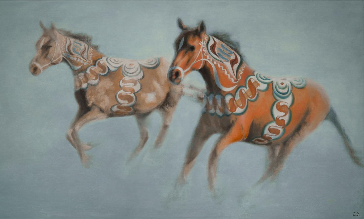 ”Dalecarlia Horses” Aluminium plate with black frame.