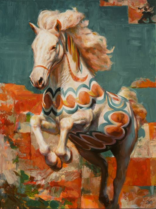 ”Prancing Dalecarlia horse White”  Paper 50 x 65 cm. Limited Edition of 175