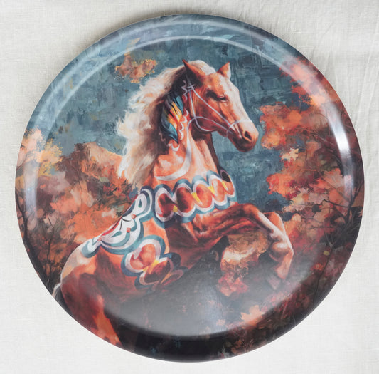Tray 32cm – ”Prancing Horse Orange” environmentally friendly wood and eucalyptus veneer
